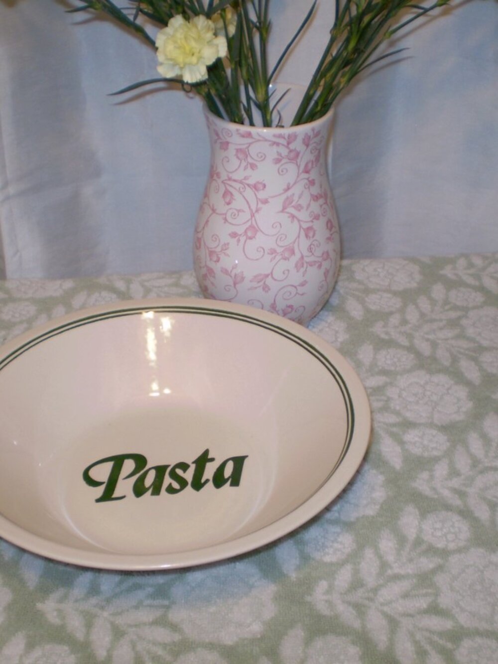 LARGE 11" PASTA BOWL/CREAM AND GREEN